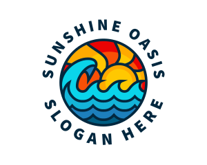 Sunny Beach Ocean Wave logo design