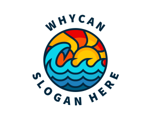 Hawaiian - Sunny Beach Ocean Wave logo design