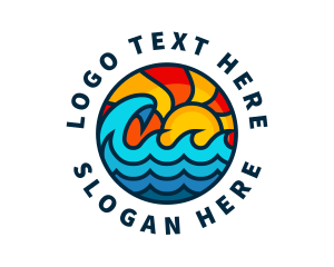 Sunny Beach Ocean Wave Logo