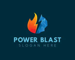 Fire Ice Lightning Power logo design