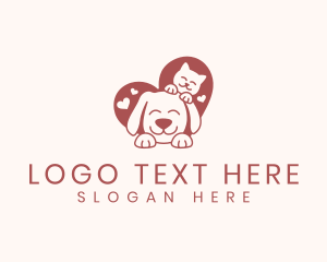 Pup - Cat Dog Heart logo design