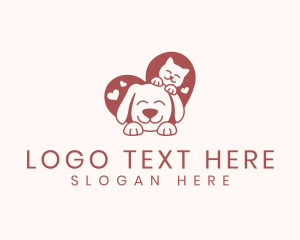 Feline - Cat Dog Heart logo design