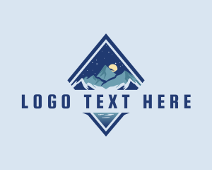 Hiker - Night Mountain Peak logo design