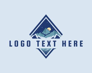 Trekking - Night Mountain Peak logo design