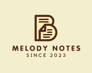 Notes - Paper Document Letter B logo design