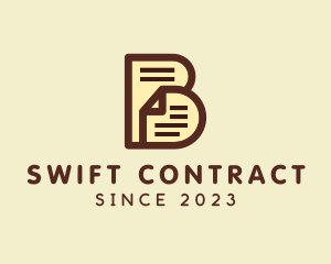 Contract - Paper Document Letter B logo design
