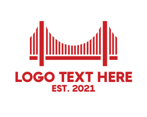 Destination - Red Suspension Bridge logo design
