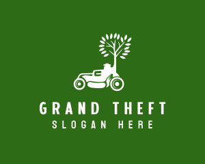 Mowing - Tree Garden Lawn Mower logo design