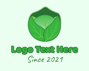 Vegan - Green Cabbage  Vegetable logo design