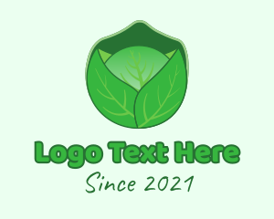 Green Leaf - Green Cabbage  Vegetable logo design