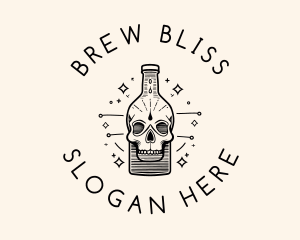 Skull Beer Brew Bottle logo design