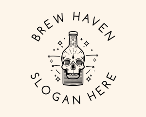 Skull Beer Brew Bottle logo design