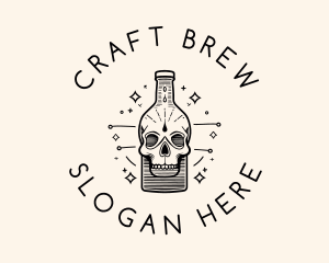 Skull Beer Brew Bottle logo design