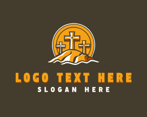 Three Crosses - Spiritual Christian Hill logo design