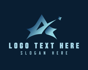 Shooting Star Arrow Letter A logo design
