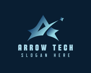 Shooting Star Arrow Letter A logo design