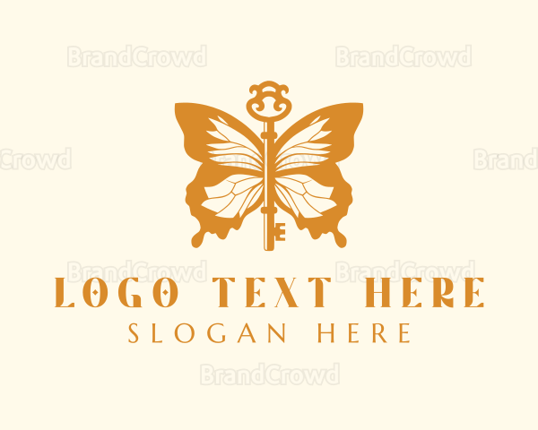 Gold Butterfly Key Wings Logo