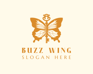 Gold Butterfly Key Wings logo design