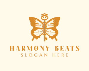 Insect - Gold Butterfly Key Wings logo design