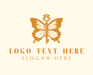Real Estate - Gold Butterfly Key Wings logo design