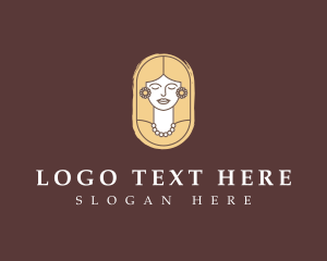 Gold - Pearl Floral Jewelry Woman logo design