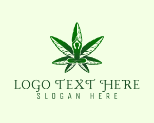 Stretching - Green Cannabis Meditation logo design