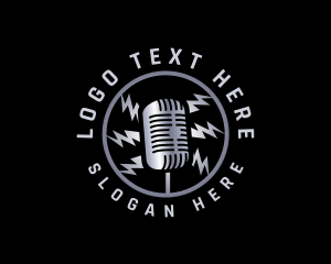Dj - Podcast Microphone Broadcast logo design