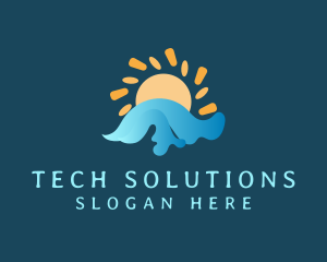 Renewable Energy - Solar Ocean Waves logo design