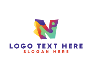 Alphabet - Colorful Splash Letter N logo design