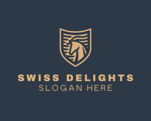 Elegant Horse Shield logo design