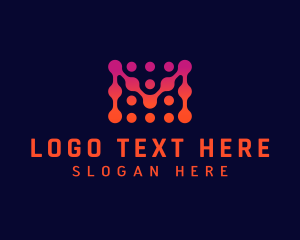 Technology - Dotted Technology Letter M logo design