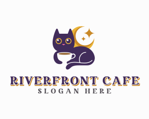 Moon Cat Coffee Cafe logo design