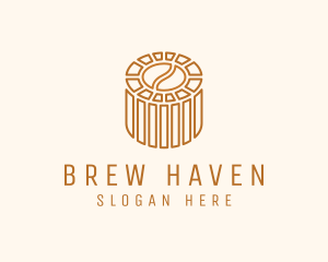 Cafe Coffee Bean Barrel  logo design