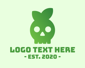 Skeleton - Green Leaf Skull logo design