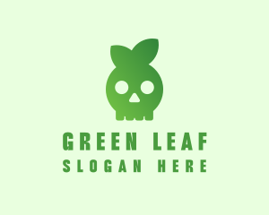 Green Leaf Skull logo design