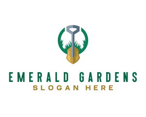 Garden Grass Shovel logo design