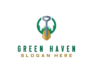 Garden Grass Shovel logo design