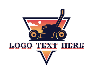 Trimmer - Lawn Mower Field Sunset logo design