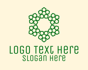 Pentagon - Green Floral Ornament logo design