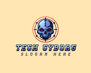 Cyborg - Cyborg Skull Crosshair logo design