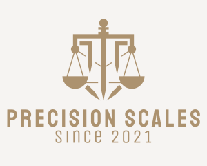 Brown Sword Scale Law logo design