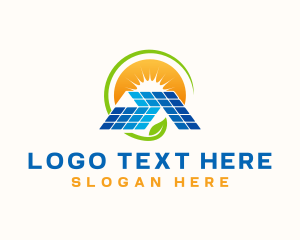 Renewable Energy - Solar Leaf Roof logo design