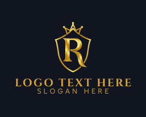 Vip - Golden Crown Letter R logo design