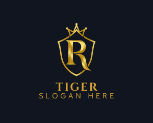 Golden Crown Letter R Logo