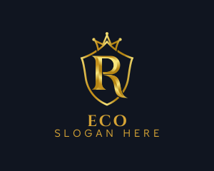 Royalty - Golden Crown Letter R logo design