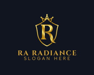 Golden Crown Letter R logo design