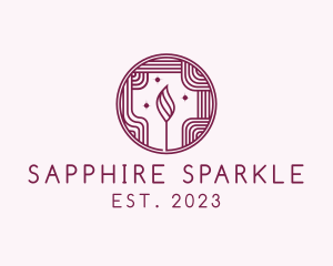 Sparkling Wick Flame logo design