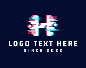 Pixel - Cyber Anaglyph Letter H logo design