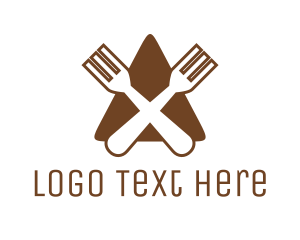Utensil - Triangle Fork Eat Restaurant logo design