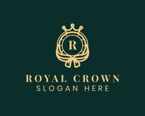 Crown Ribbon Shield logo design